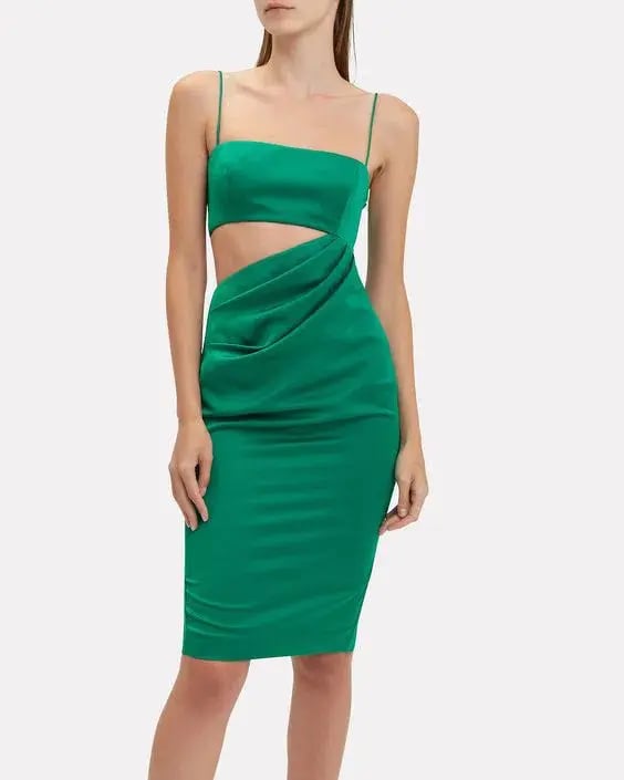 MISHA Selena Cutout Midi Dress Emerald Green Size 8 photo 4