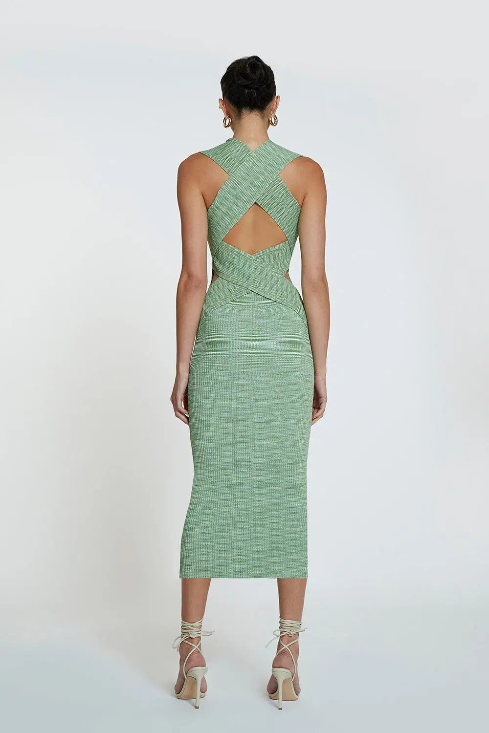 By Johnny Leora Latice Knit Midi Dress Matcha Size 10 photo 2