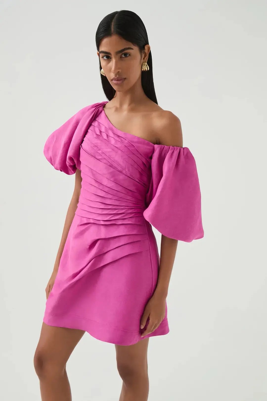 Aje Cadence Ruched Mini Dress / Pink / Size 16 photo 3