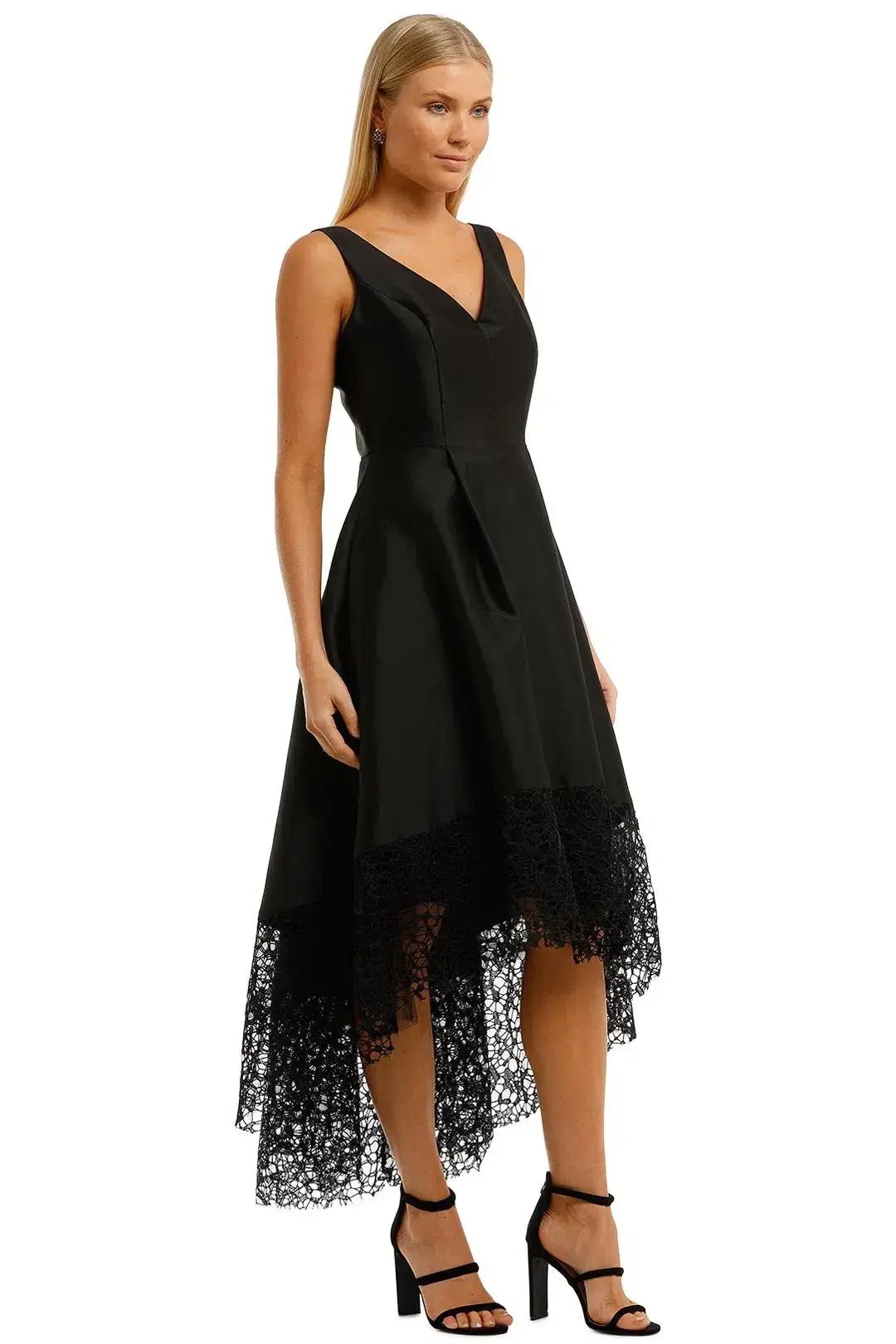 Anthea Crawford Satin Hi Lo Midi Dress in Black Size 10 photo 2