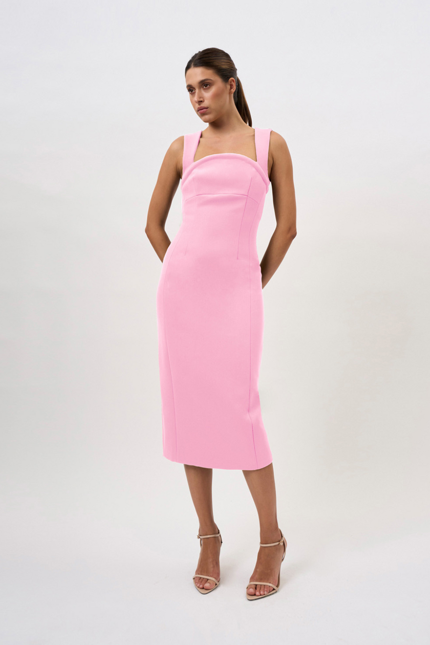 By Johnny Elara Curve Structure Midi Dress - Pink photo 2
