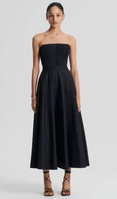 Scanlan Theodore Parachute Bustier Midi Dress Black Size 10 photo 2