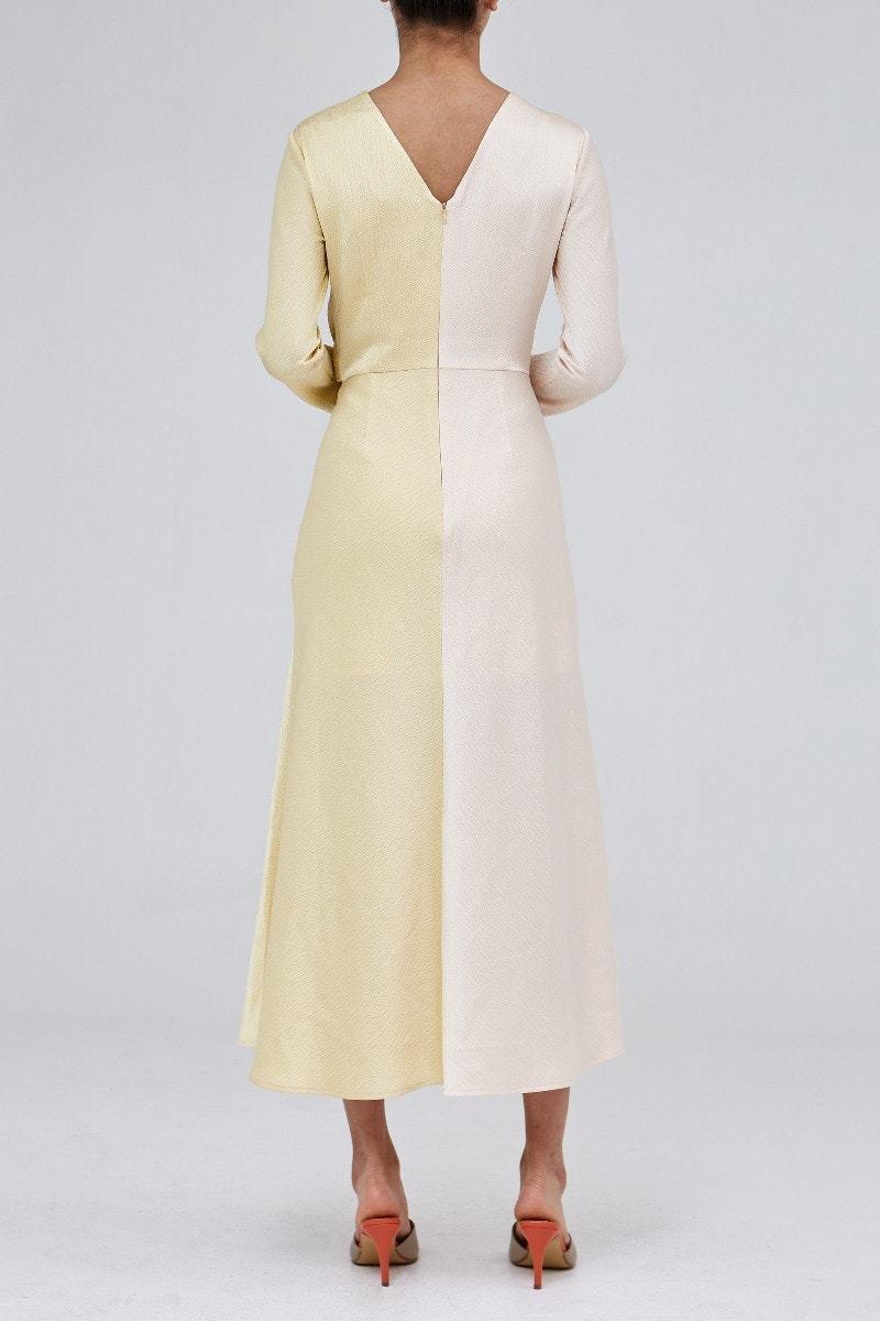 C/MEO Collective Opposite Sides Ecru & Limoncello Long Sleeve Dress Print Size 14 photo 2