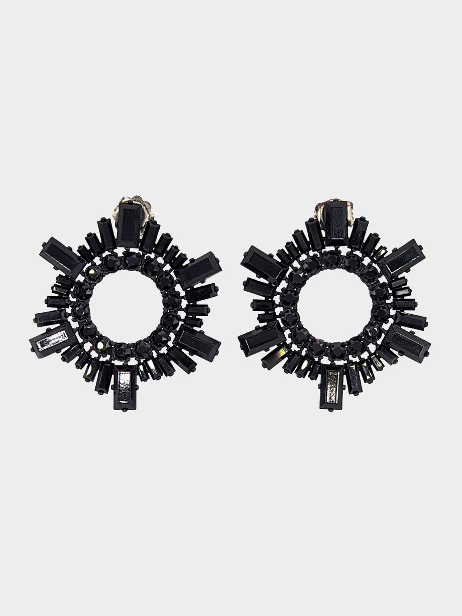 Amina Muaddi Begum Crystal Embellished Earrings Black photo 3