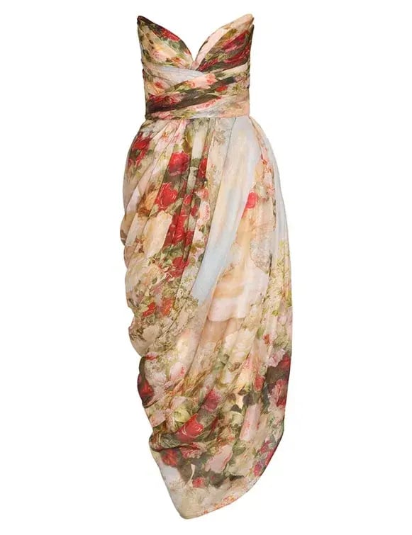 Zimmermann The Luminosity Strapless Midi in Rosy Garden Floral Size 0/Au 8 photo 5