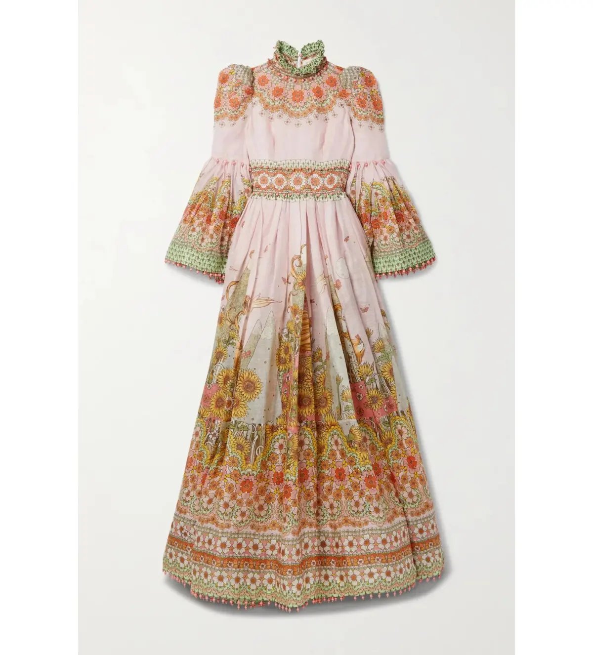 Zimmermann Kaleidoscope Bell Sleeve Gown Multi Floral Size 3 AU 14 photo 7