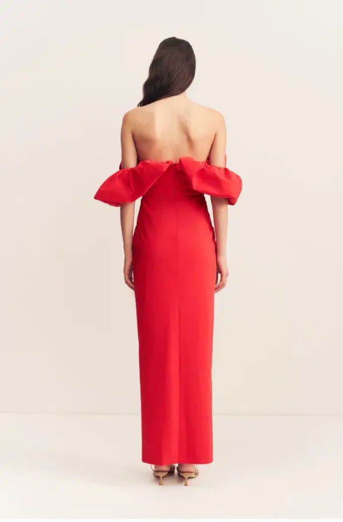 Shona Joy Campbell Off Shoulder Bubble Maxi Dress Goji Size AU 14 photo 2