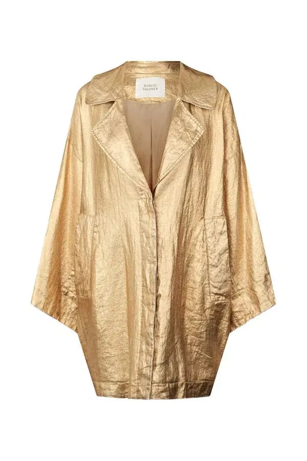 Rabens Saloner Jacqline Midas Jacket and Inja Midas Wide Leg Pant Set in Gold Size 10 photo 5