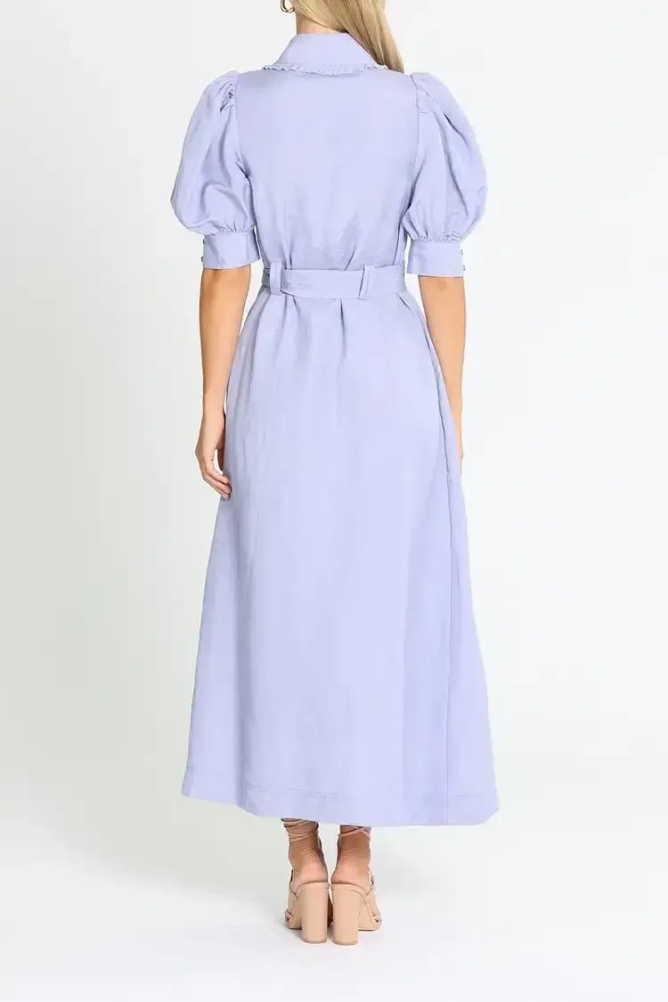 Aje Madeleine Belted Midi Dress in Lilac Size 8 photo 3