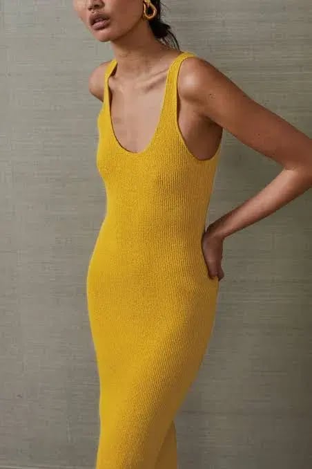 Bec & Bridge Bowie Sleeveless Knit Midi Dress Yellow Size 8 photo 3