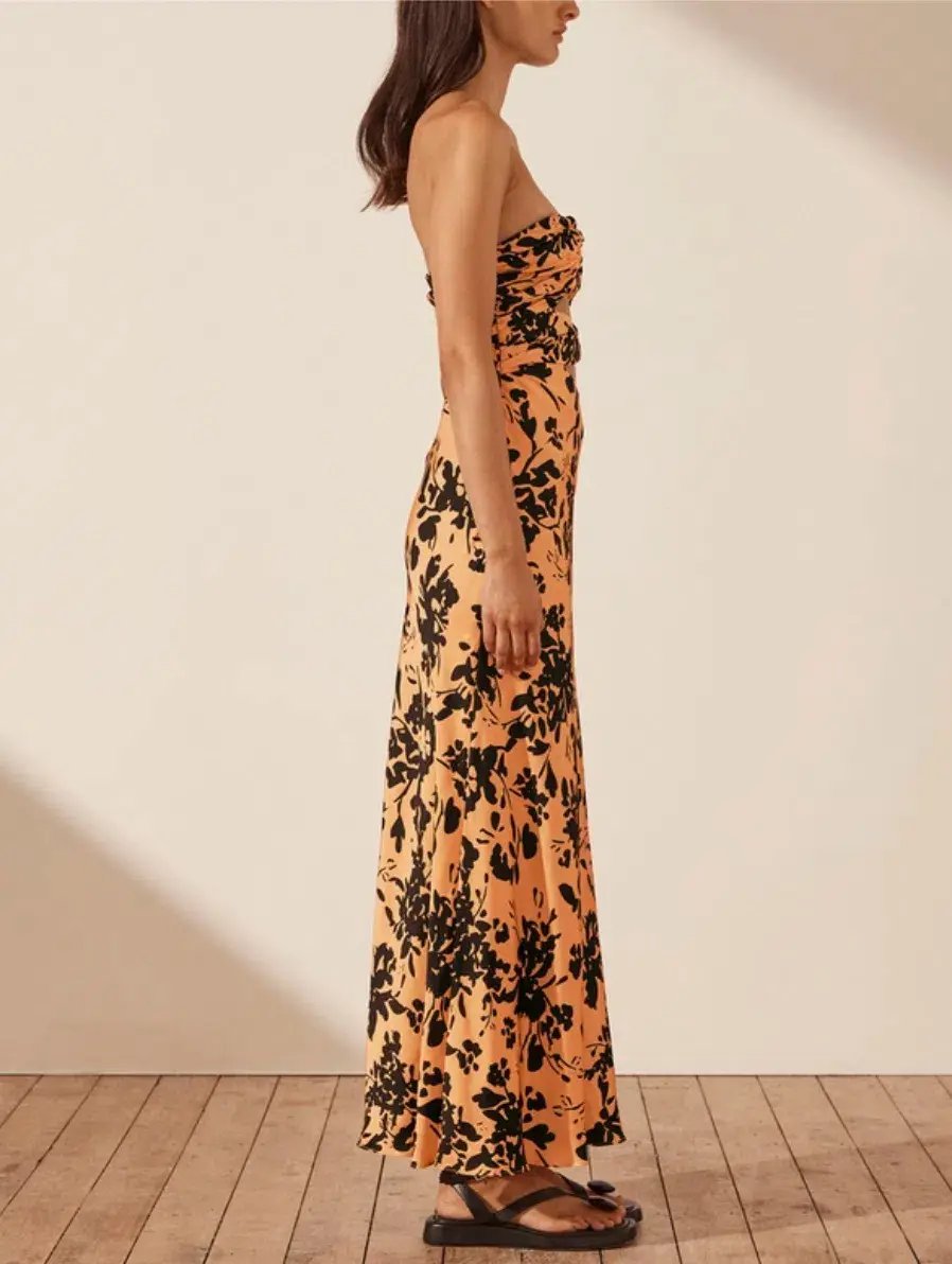 Shona Joy Solare Strapless Cut Out Ruched Dress Print Size 6 photo 4