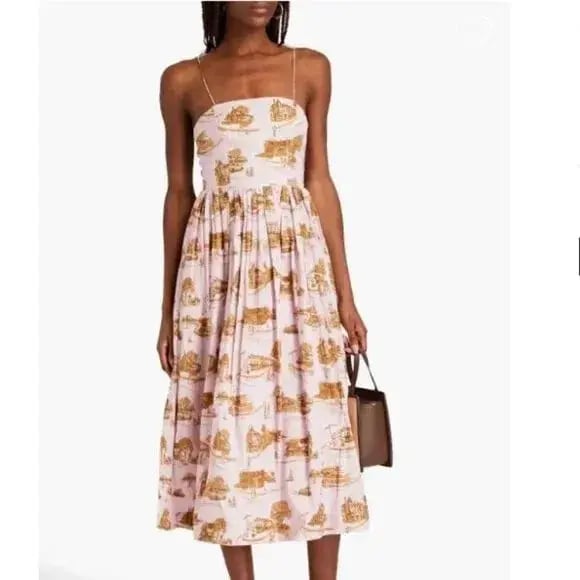 Zimmermann The Dancer Toile Midi Dress Pink Sydney Print | Size 1 AU 10 photo 2