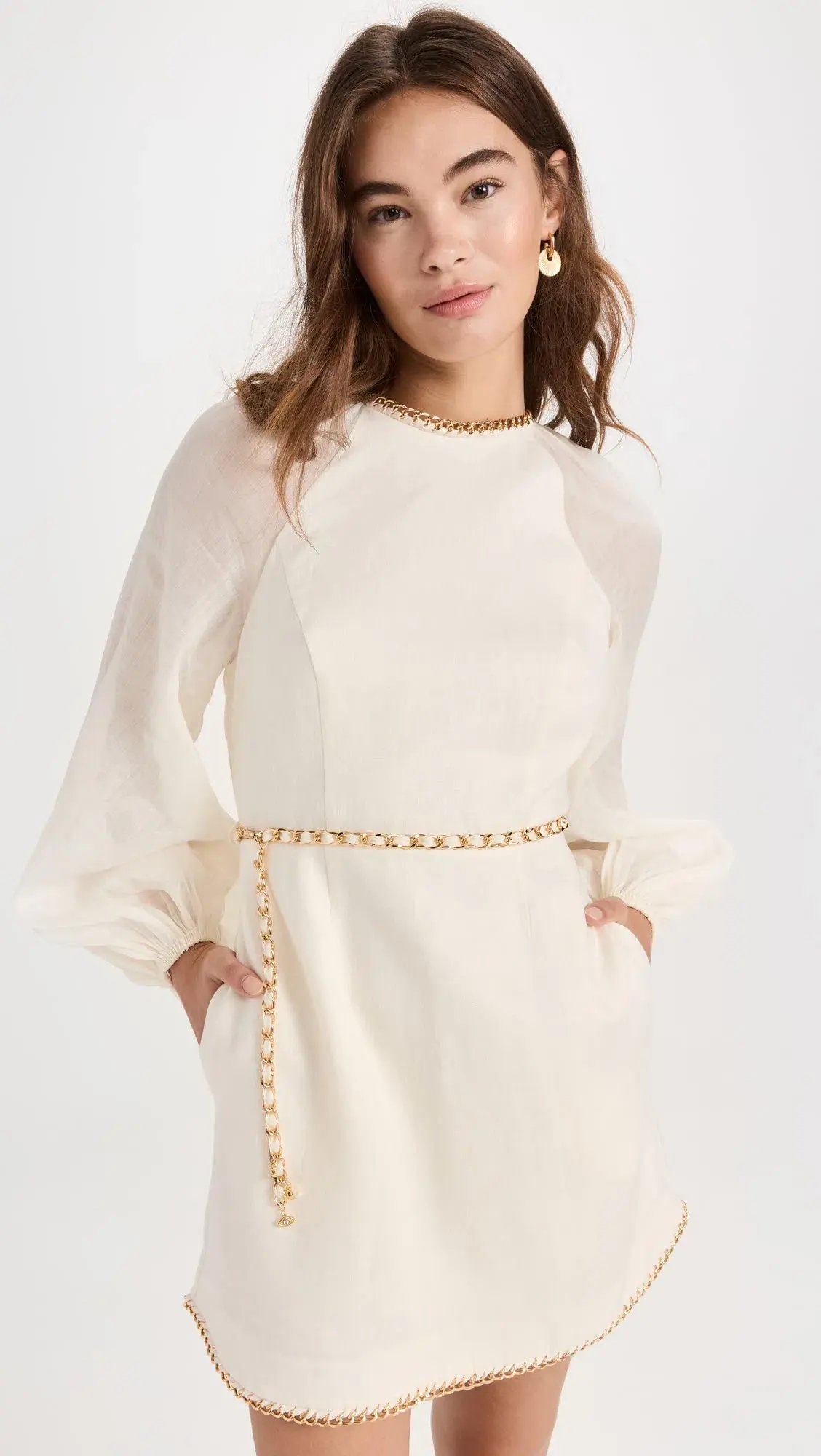 Zimmermann Rouleau Chain Mini Dress Cream Size 2/Au 12 photo 4