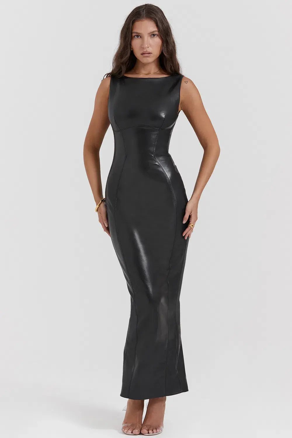 House of CB Sahara Vegan Leather Maxi Dress Black Size L / AU 12 photo 4
