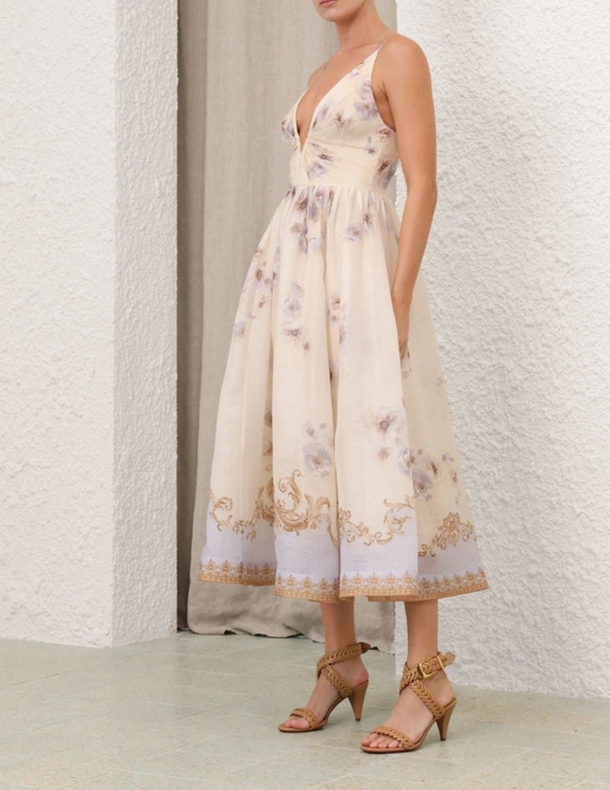 Zimmermann Hypnotic V Neck Midi Dress In Blue Floral photo 4