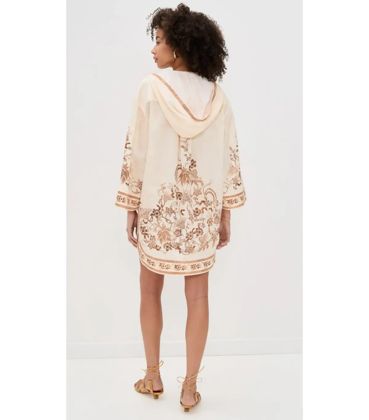 Zimmermann Ascension Tunic Mini Dress Cream Tan Floral Size 1 / AU 10 photo 3