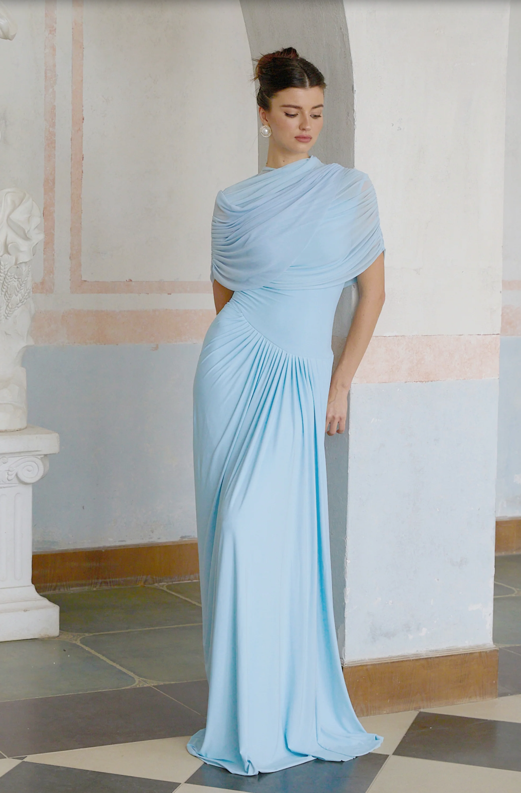 CATHERINE ASYMMETRICAL PLEATED MAXI BY MISS ROSIER BLUE photo 3