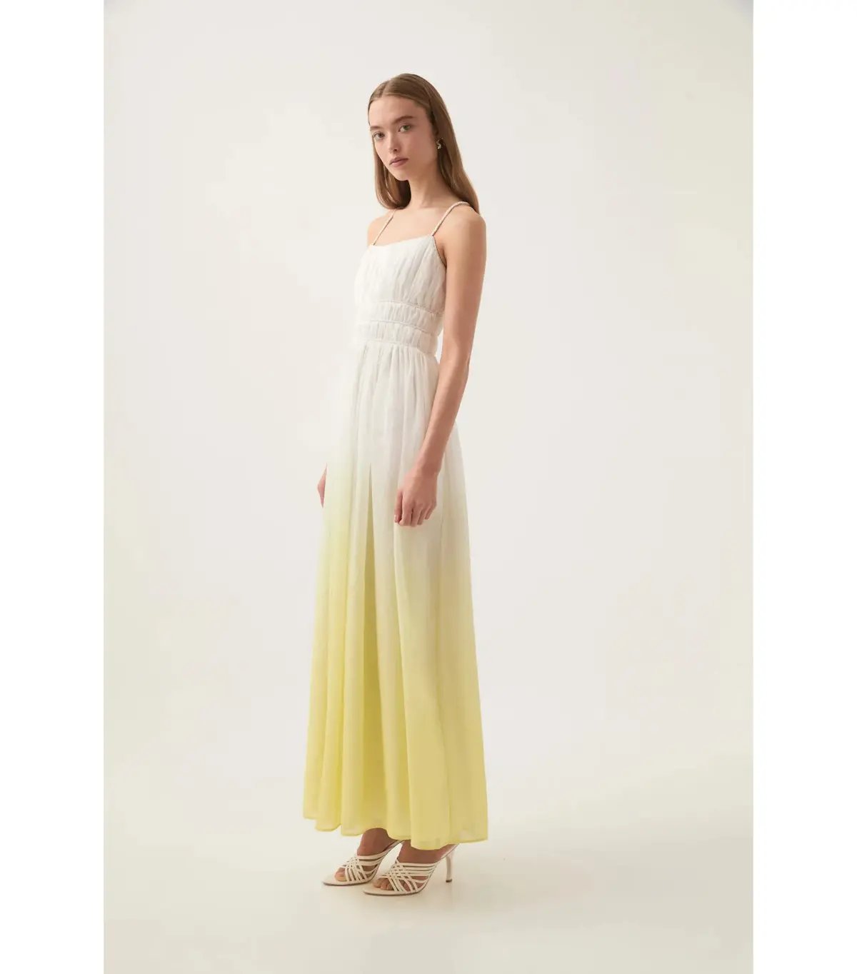 Aje Acapella Ruched Midi Dress Sunrise Ombre Size AU 8 photo 3