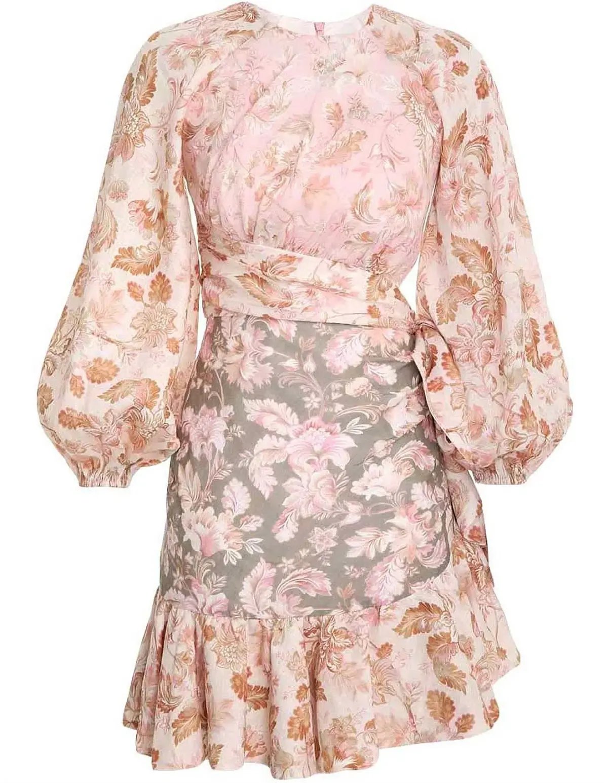 Zimmermann Lyre Wrap Billow Mini Dress Floral Size 0P / AU 6 photo 5