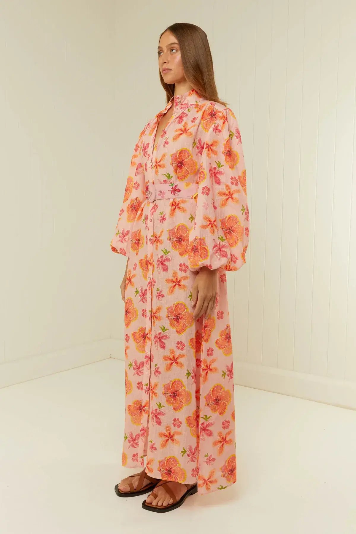 Palm Noosa Noddy Spanish Hibiscus Linen Maxi Dress Floral Size 12 photo 4