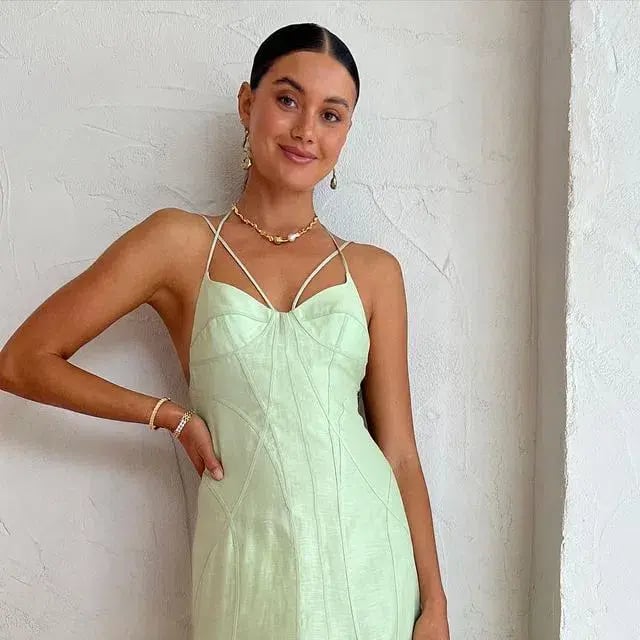 Leo Lin Gina Slip Midi Dress Mint Size 6 photo 3