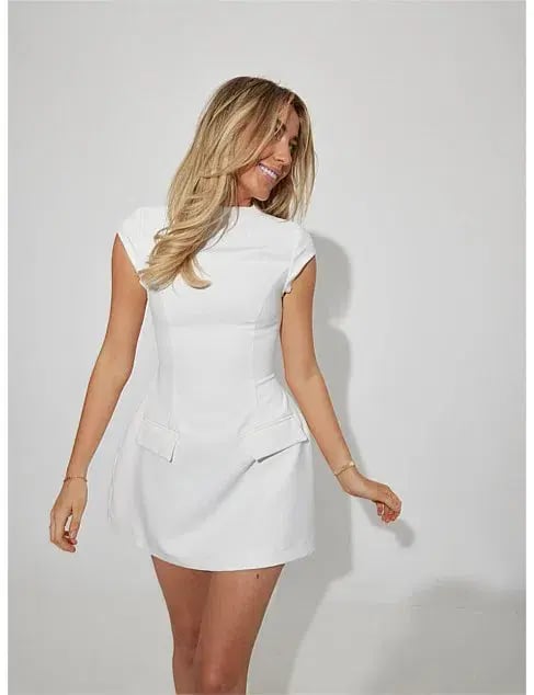 ODD MUSE The Ultimate Muse Cap Sleeve Mini Dress White photo 2