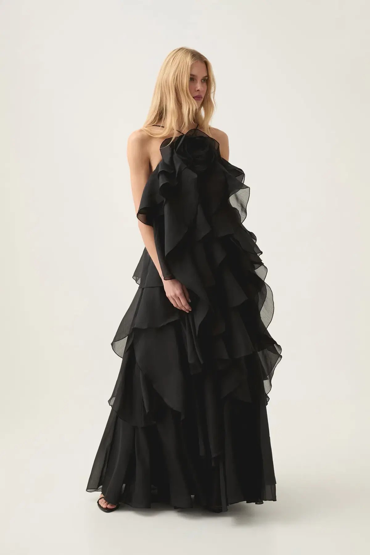 Aje Pandorea Layered Maxi Dress Black Size 10 photo 3