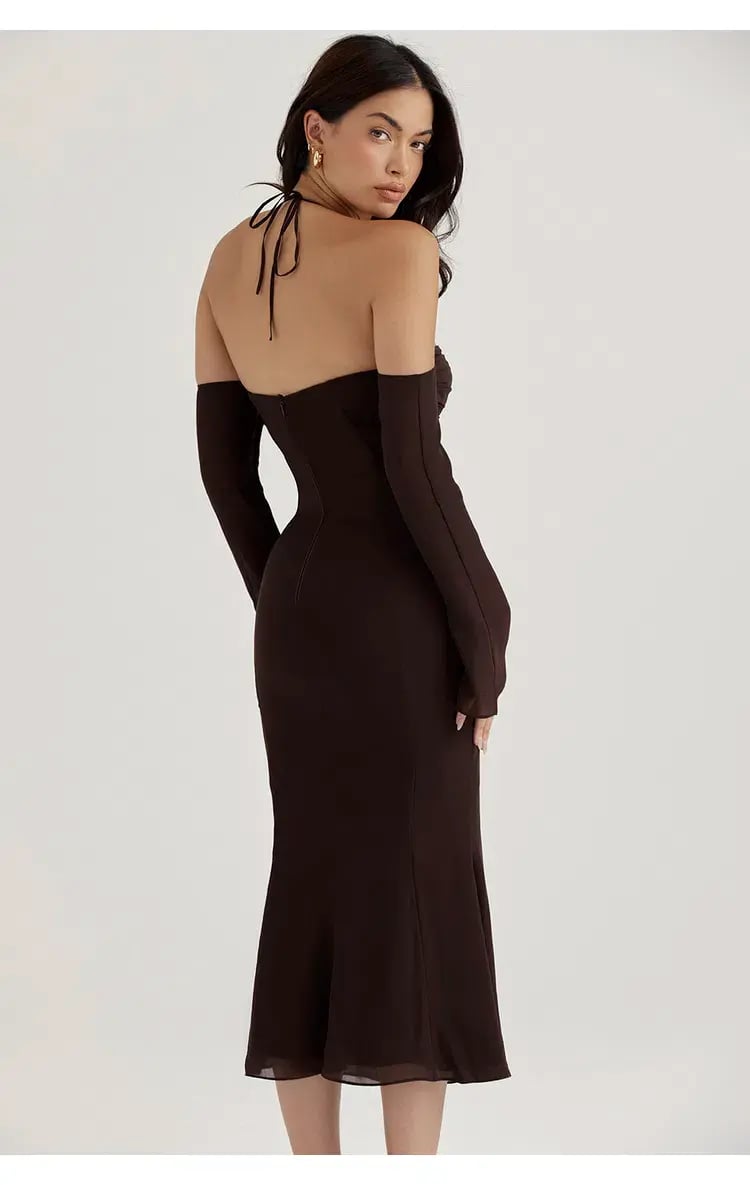 House of CB Naomi Halter Midi Dress Brown Size S / Au 8 photo 6