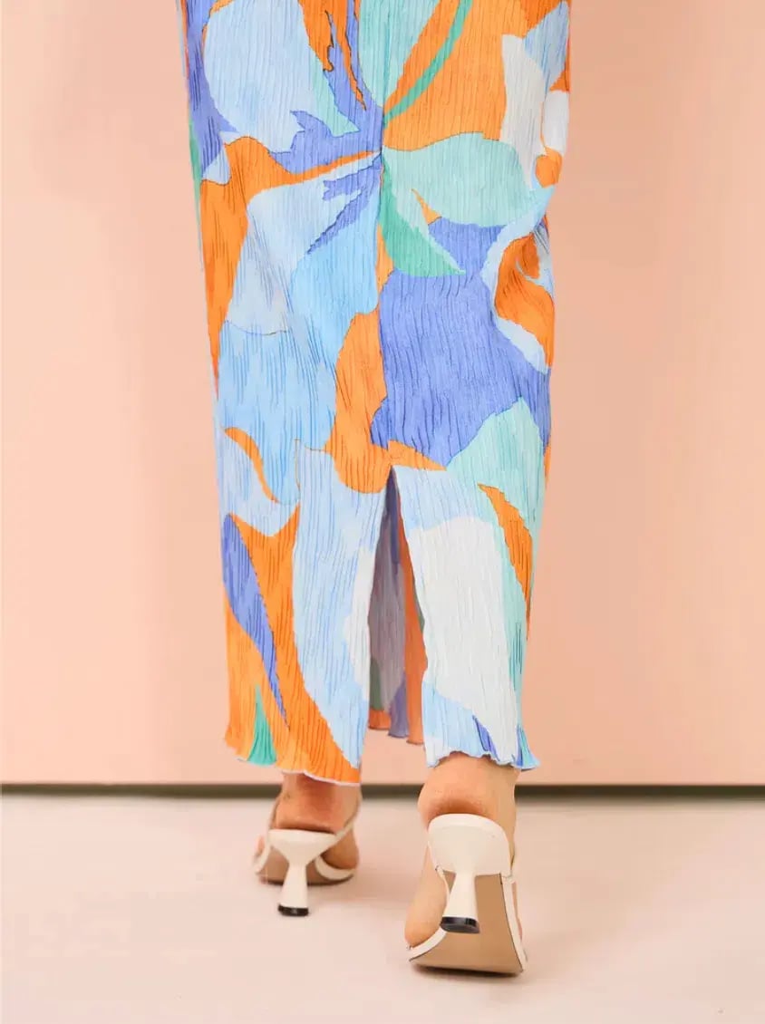 Lidee Riviera Sleeveless Gown In Capri Print Orange Size 6 photo 9