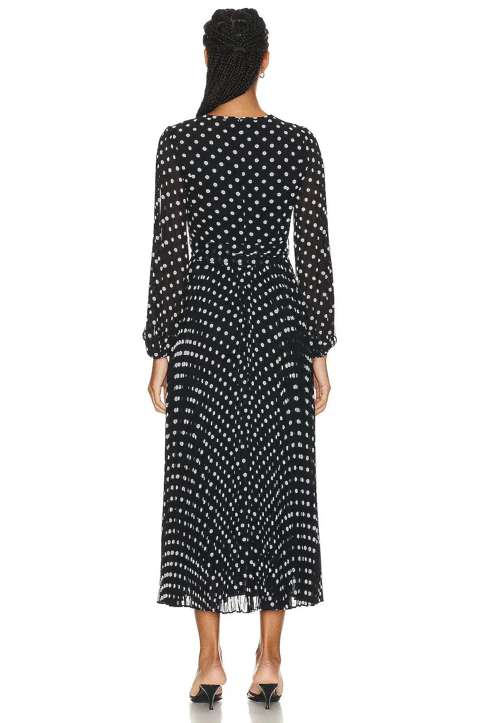 Zimmermann Sunray Long Sleeve Midi Dress in Black/Cream Dot Size 0 / AU 8 photo 2