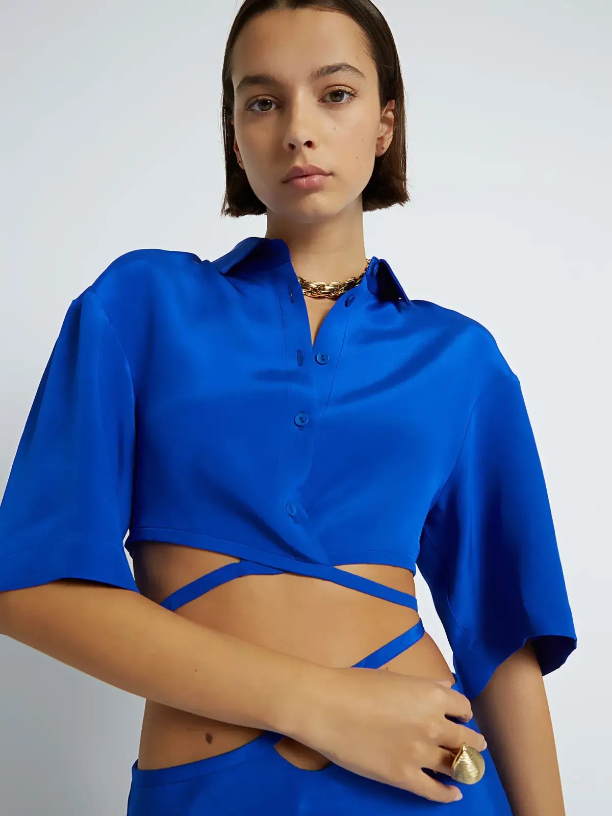 Christopher Esber Loophole Tie Skirt and Top Set Cobalt Size 6 photo 3