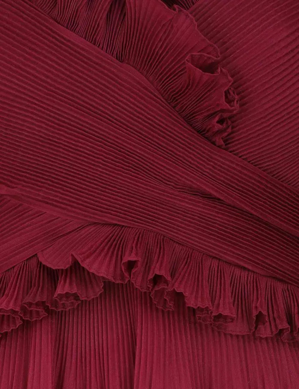 Zimmerman Pleated Off Shoulder Midi Dress in Berry Red Size 0 / AU 8 photo 4