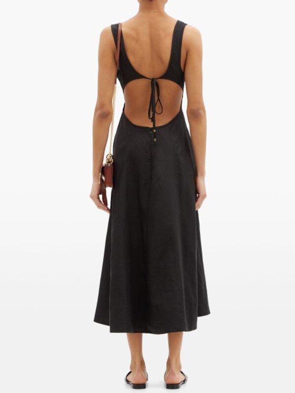 Zimmermann Lulu Open Back Midi Dress Noir Black Size 6 photo 2