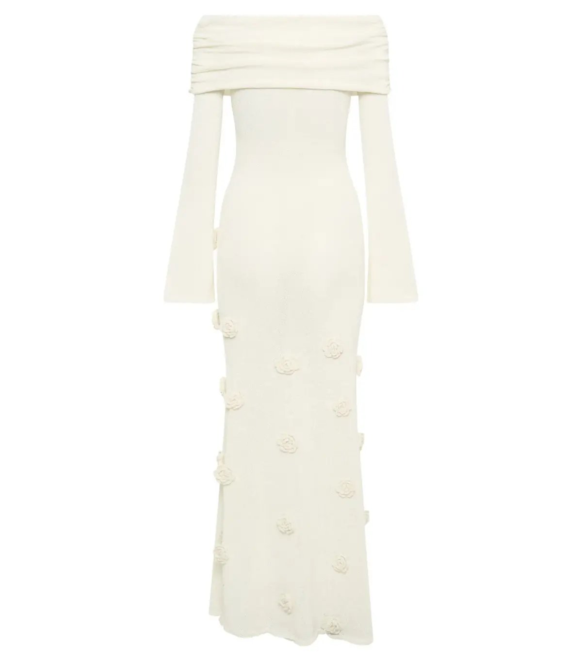 Meshki Kiki Off Shoulder Knit Rose Maxi Dress Ivory Size S / AU 8 photo 5