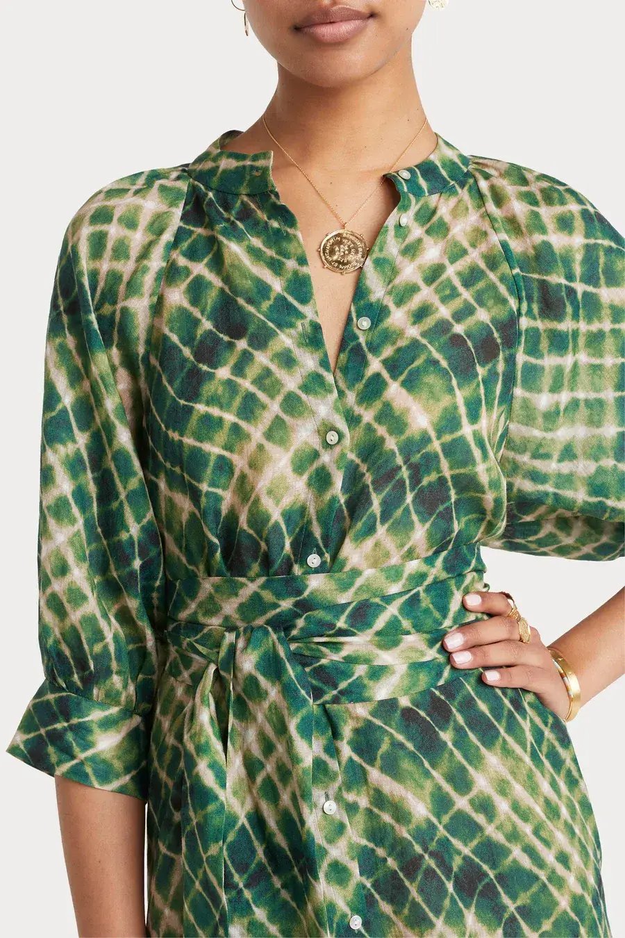 Husk Sabine Midi Dress Green Print Size 14 photo 3