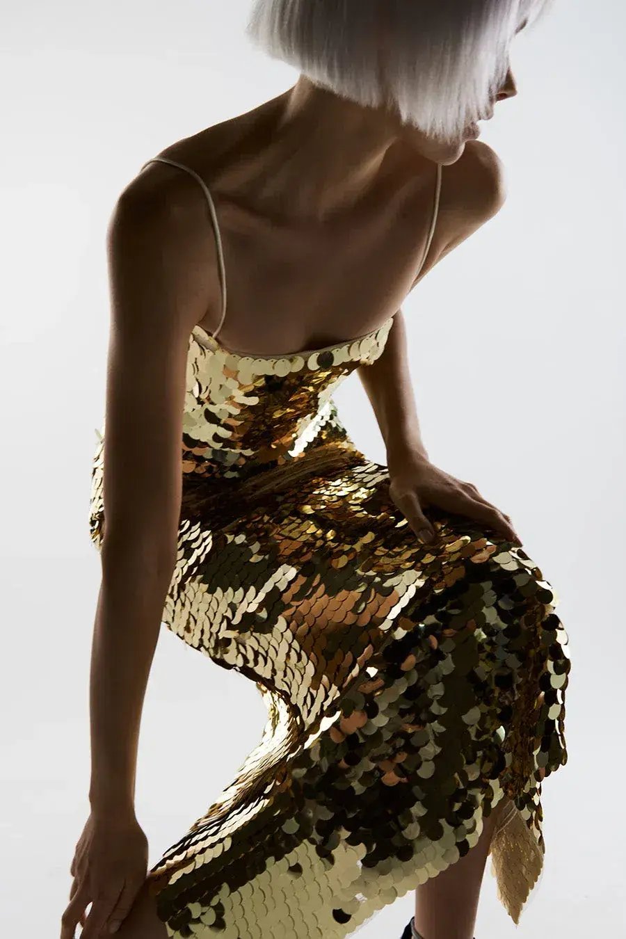 THE NEW ARRIVALS by İlkyaz Özel Phoenix Dress Gold Serpent Doré Size 12/L photo 3
