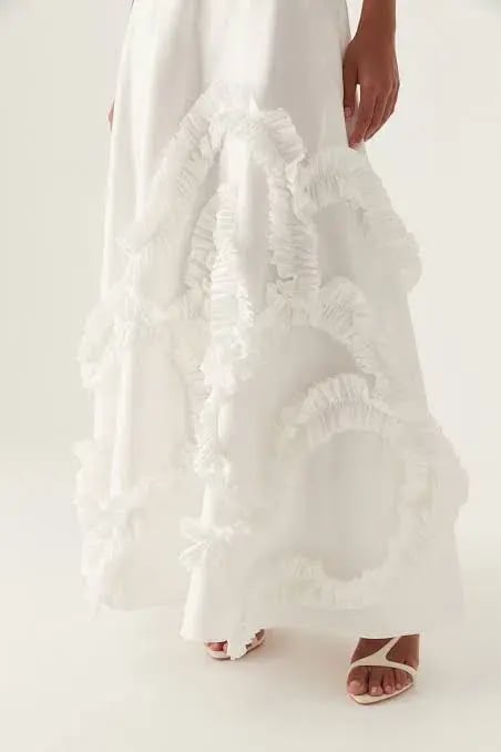 Aje Aurelia Frill Shell Top &  Kendra Frill Maxi Skirt Set Ivory Size 8 photo 2