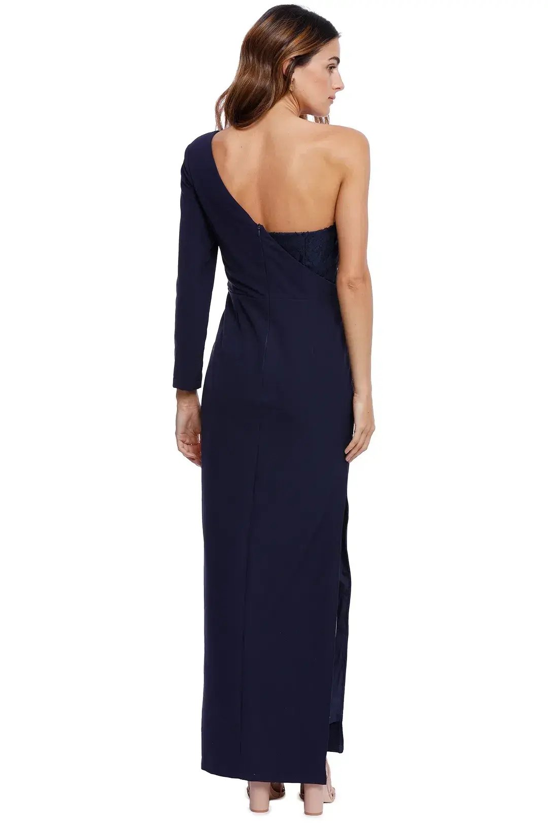 Elle Zeitoune High Split Asymmetrical Dress Navy Size 10 photo 2