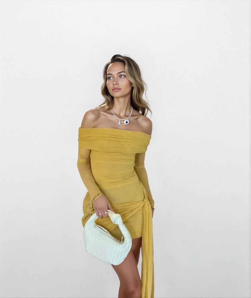 Benni Yasmin Off Shoulder Mini - Mustard photo 3