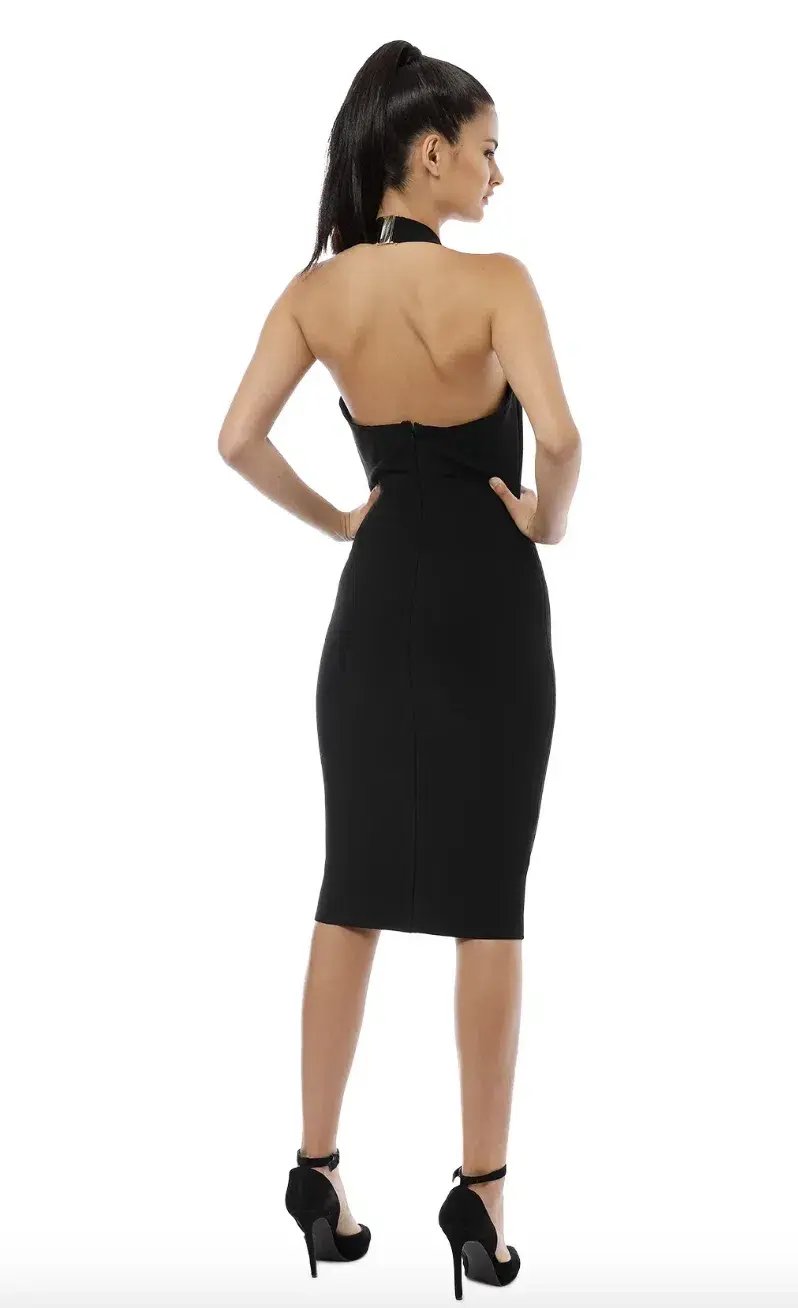 MISHA Julia Midi Dress Black Size 12 photo 3