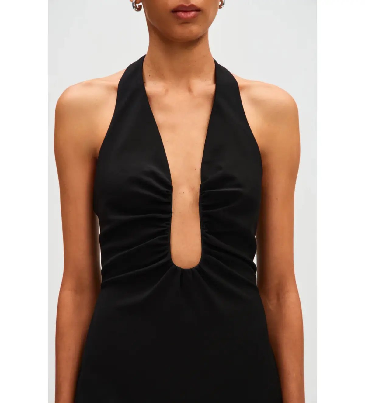 Misha Alusia Stretch Twill Maxi Dress in Black Size 8 photo 3