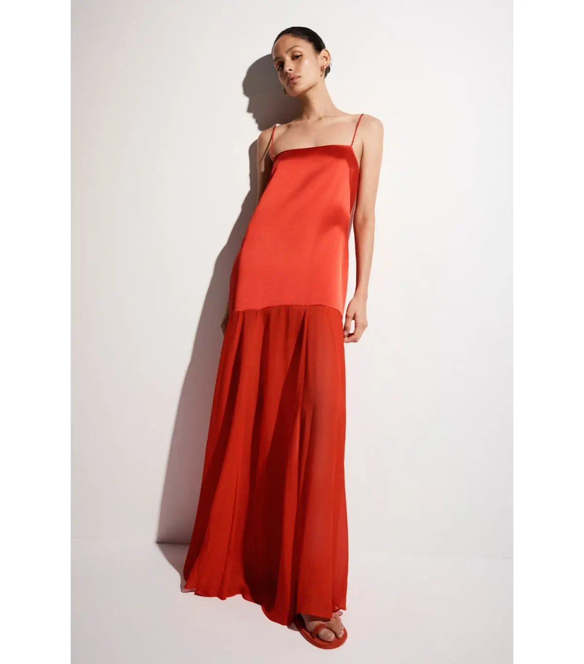 Shona Joy Moraya Dropped Waist Maxi Dress Chilli Red Size AU 10 photo 4