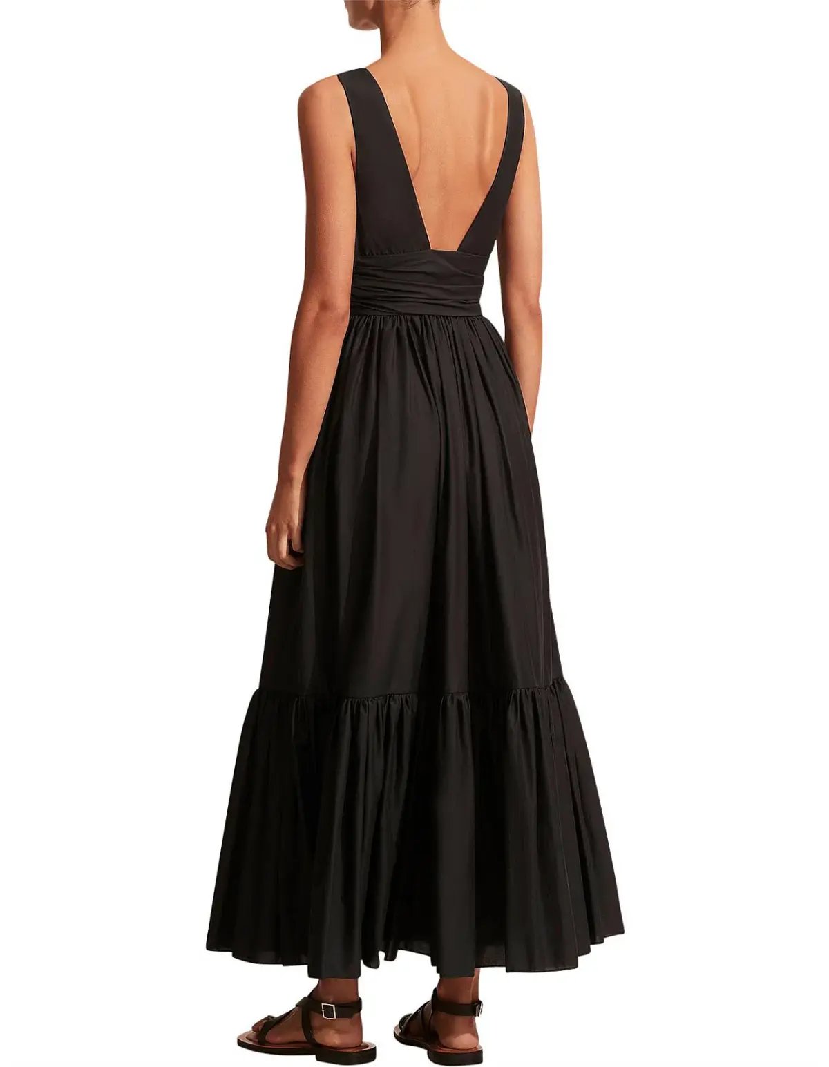 Matteau Tiered Plunge Dress Black Size 4 / AU 12 photo 3