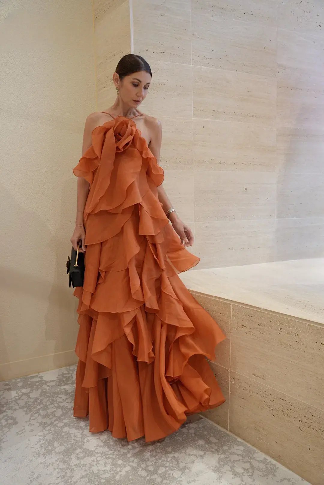 Aje  Pandorea Layered Maxi Dress Coral Clay Size 6 photo 2