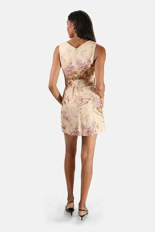 Zimmermann Sabotage Belted Mini Dress Cream Wisteria Size 0/Au 8 photo 3