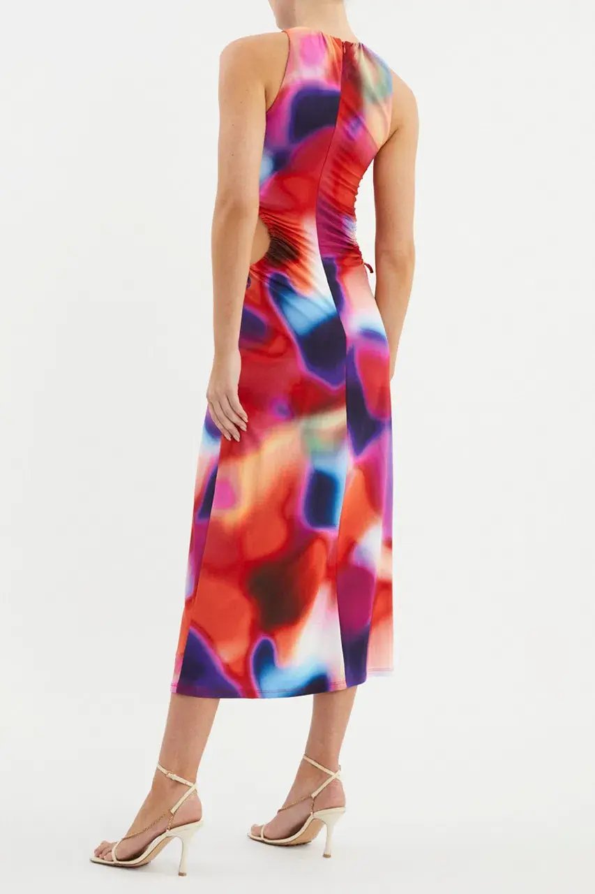 Rebecca Vallance Del Prado Cut Out Midi Dress Multi Size 10 photo 3