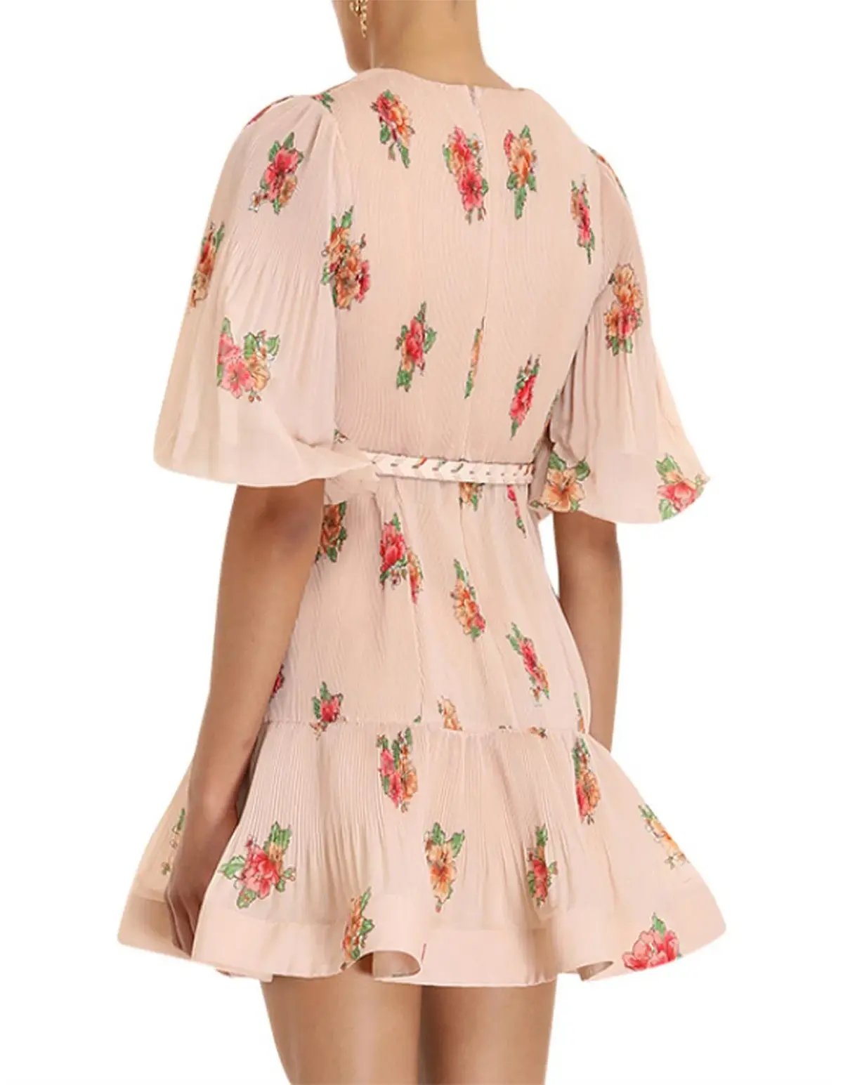Zimmermann Pleated Mini Dress Blush Floral Size 1 photo 8
