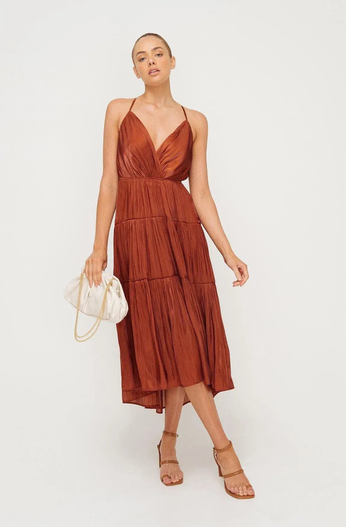 Sheike Womens Cascade Midi Dress Copper Size 16 photo 3