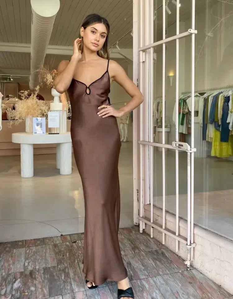 Bec & Bridge Cedar City Maxi Dress in Choc Brown/Black Size 8 photo 3