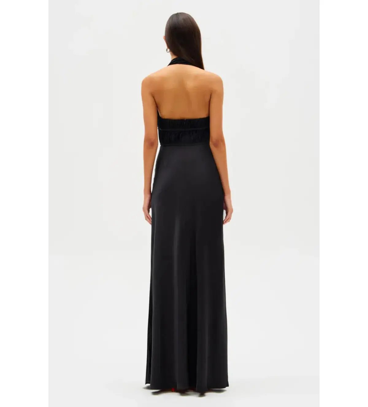 Misha Celine Satin Maxi Dress Black Size 8/S photo 3